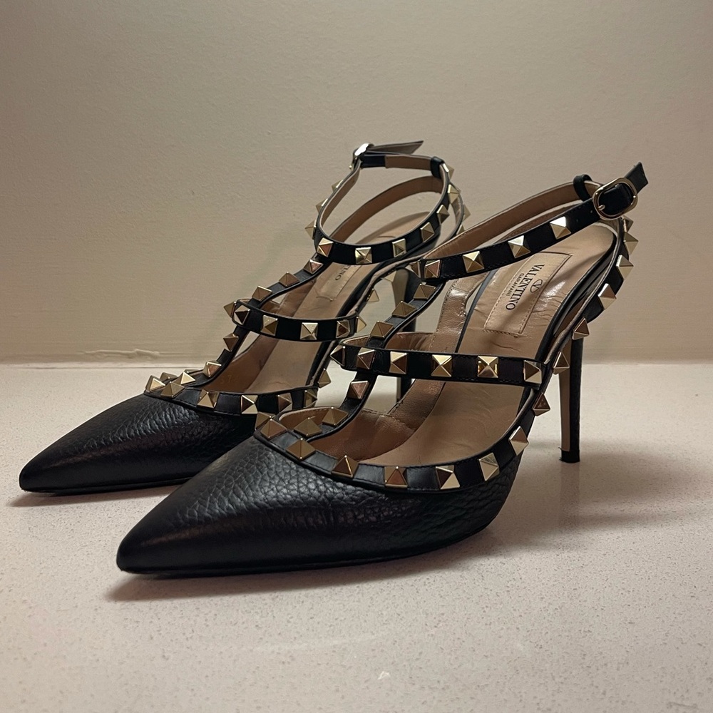Valentino Rockstud T-Strap Pointy Toe Pump